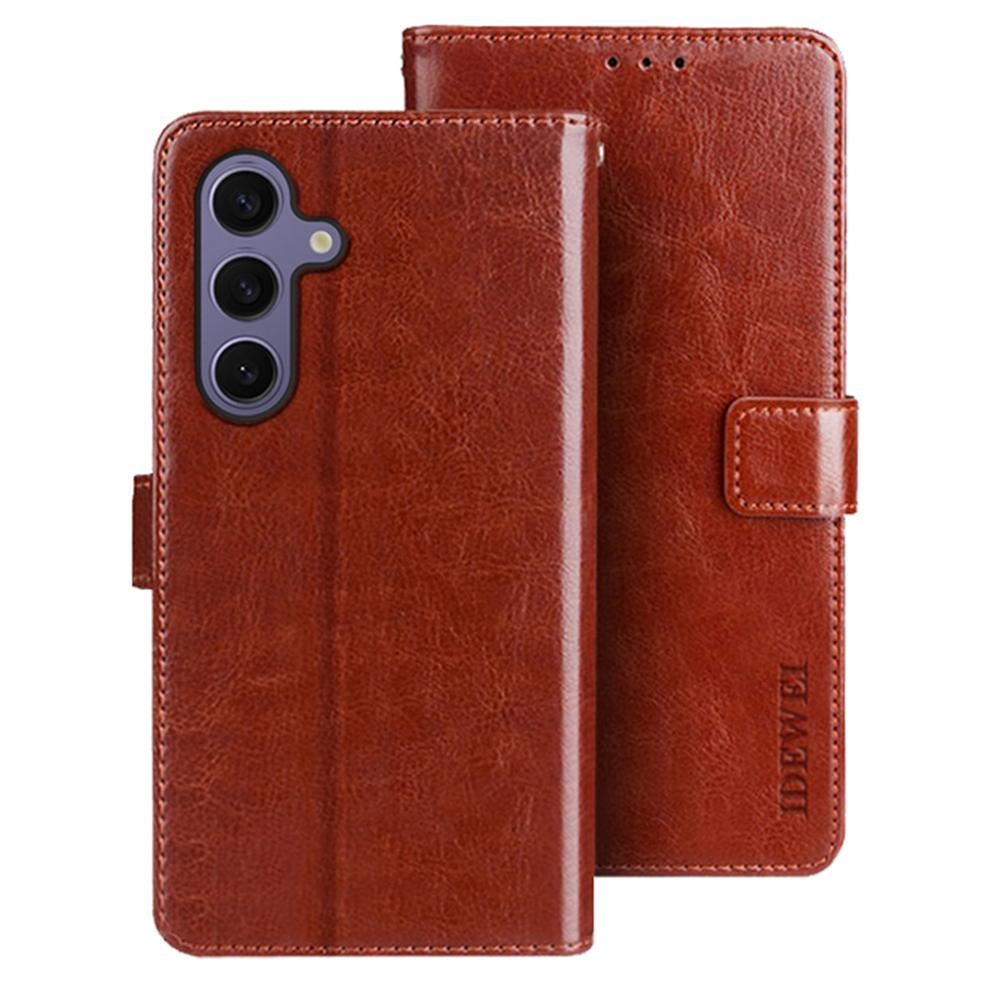 IDEWEI For Samsung Galaxy S25 Stand Case Crazy Horse Texture Leather Phone Cover