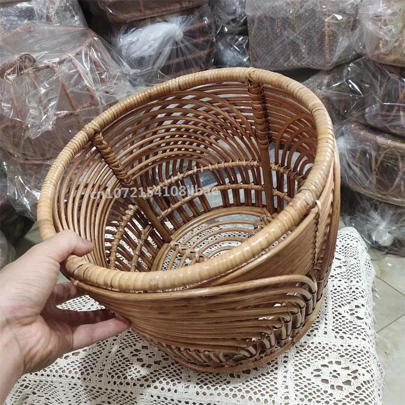 Newborn Infant Photography Props - Retro Rattan Basket Chair & Posing Bed Photo Background Accessories for Baby Girl & Boy