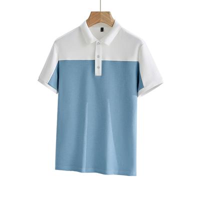 Summer Collar Polo Shirt Men's Patchwork Contrasting Short Sleeved Casual Top Men