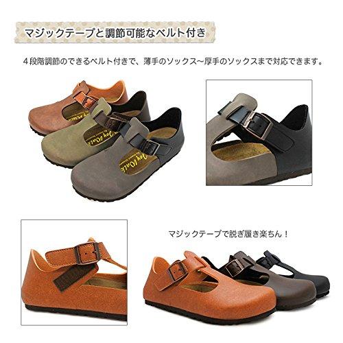 Joy Walker Women's T-Strap Shoes, Casual, Natural, Flats, Comfortable, Velcro Closure, Size 35, Black, Size 22.5cm, 136P