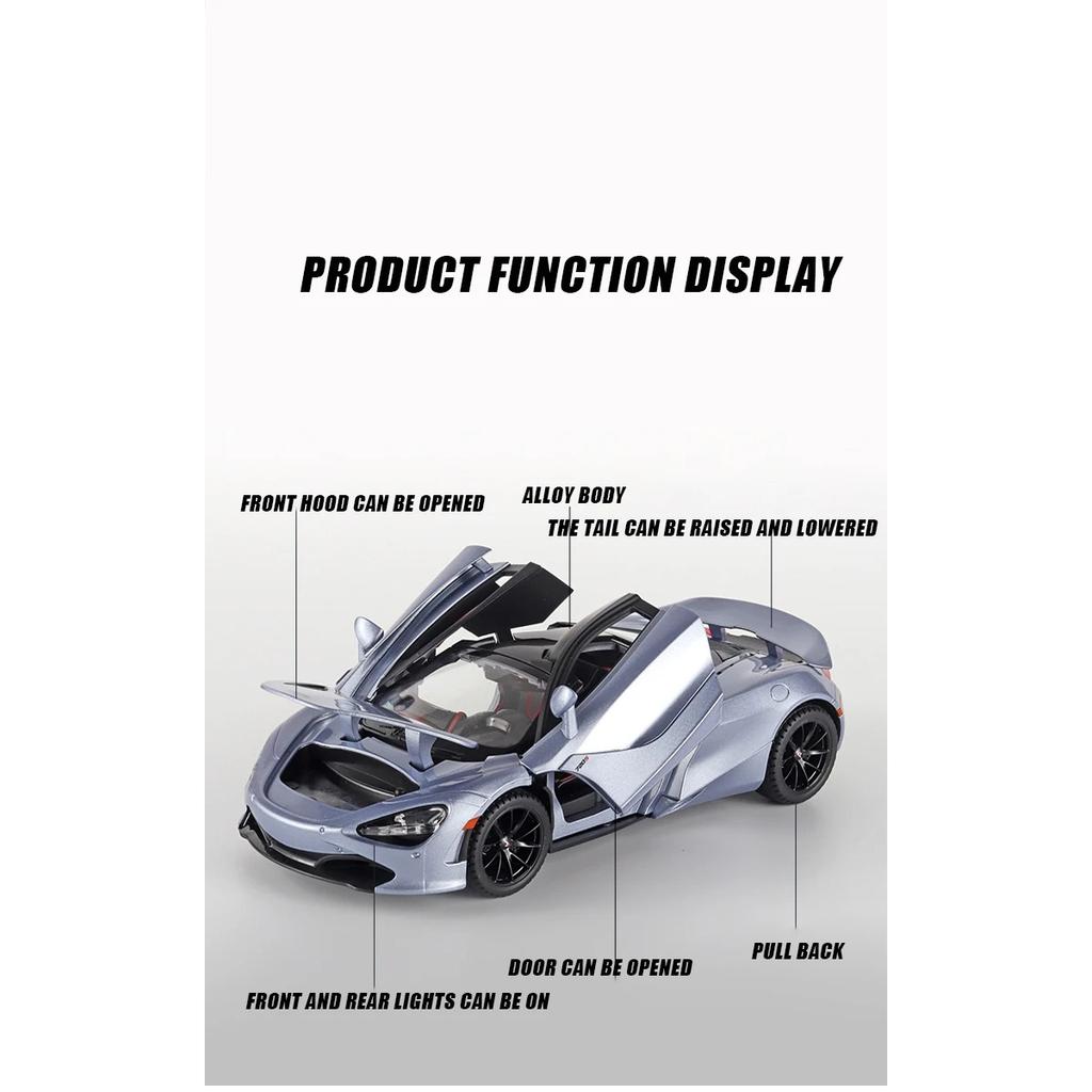 1/24 Scale McLaren 720S Alloy Sports Car Model Diecast and Toy Metal Vehicle Car Model High Simulation Collection Gift for Children