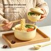 Bol à Nouilles Instantanées et Soupe en Céramique Style Crème avec Couvercle et Poignée