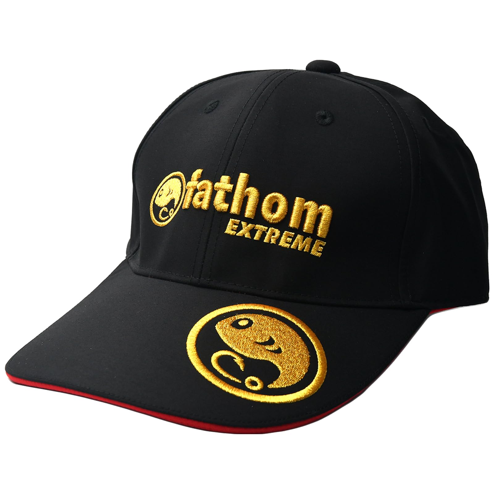 

Fathom Extreme Fishing Золотая рыболовная шляпа-кепка, Дышащая, Водонепроницаемая, Водоотталкивающая, Логотип, чёрный