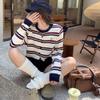 2025 Women's Korean Style Retro Striped Knit Cardigan