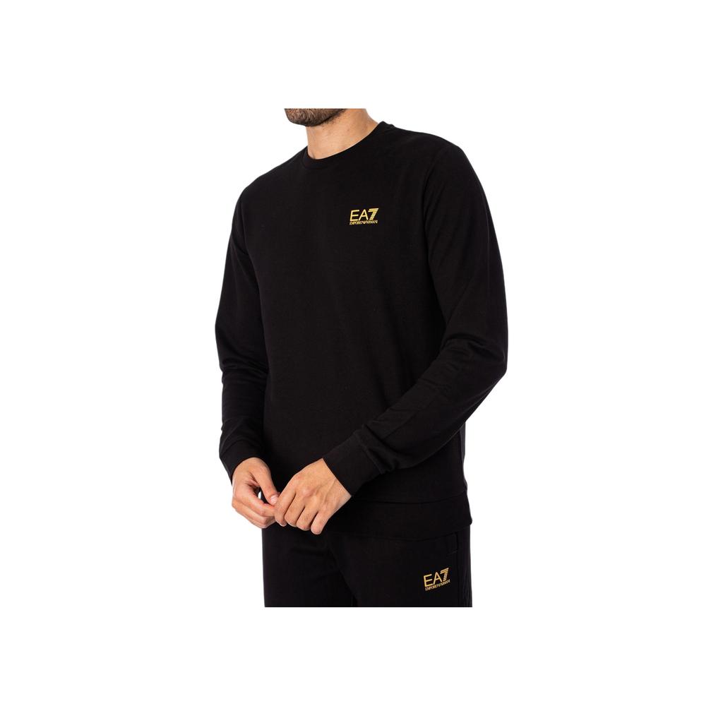 Emporio Armani EA7 Logo Solid Long Sleeve T-Shirt Men Tops Black 6KPT14-PJ6RZ-1200