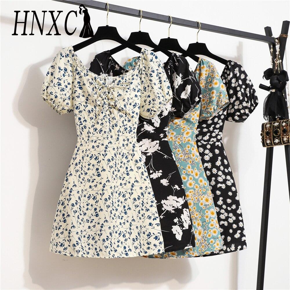 Bohemian Women Mini Sexy Dresses Summer Floral Print Pleated Ruffle Dresses Elegant Puff Sleeve Short Dress Korean Women Dress Vestidos