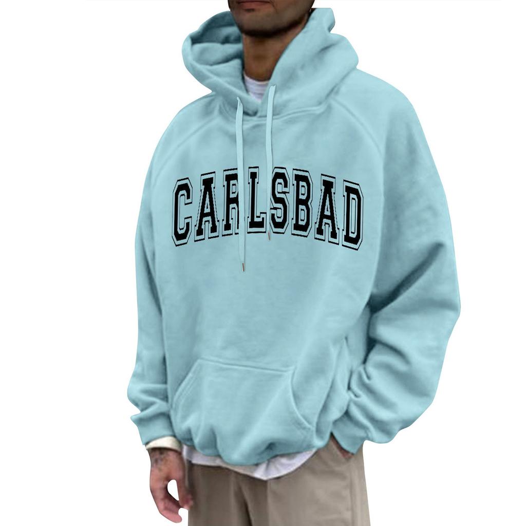 Herre Løs Trykket Hettegenser Herre Casual Mote Sport Raglanermer Genser