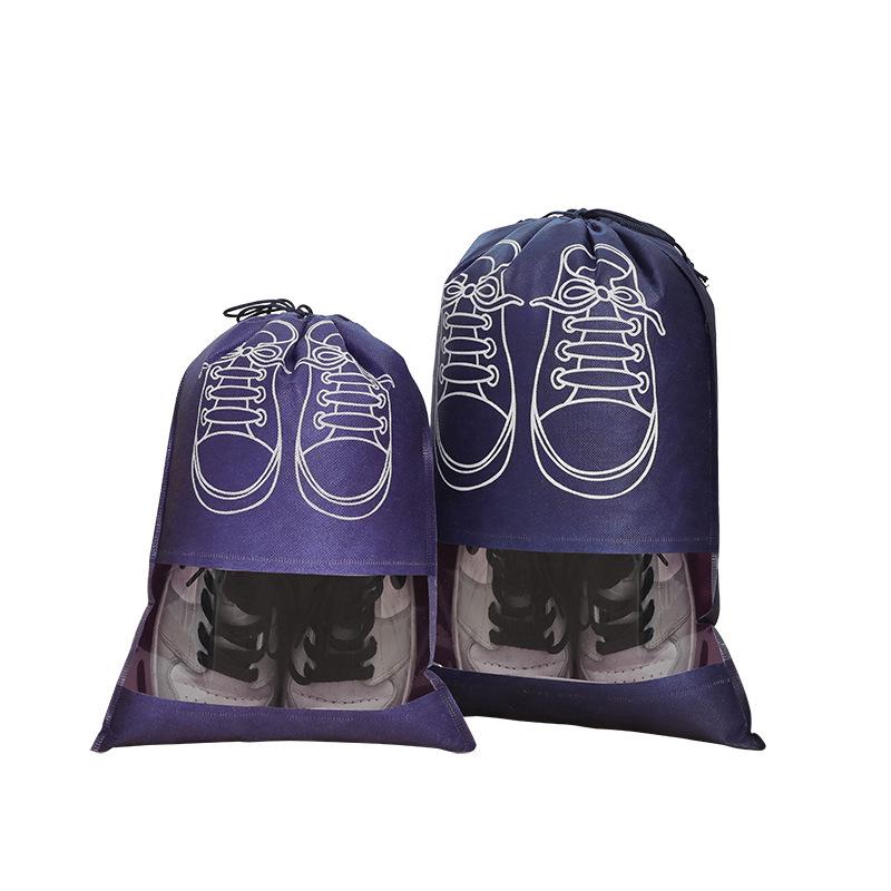 In-Stock Non-Woven Dustproof Drawstring Shoe and Clothing Storage Bag Small 27x36 темно-синий
