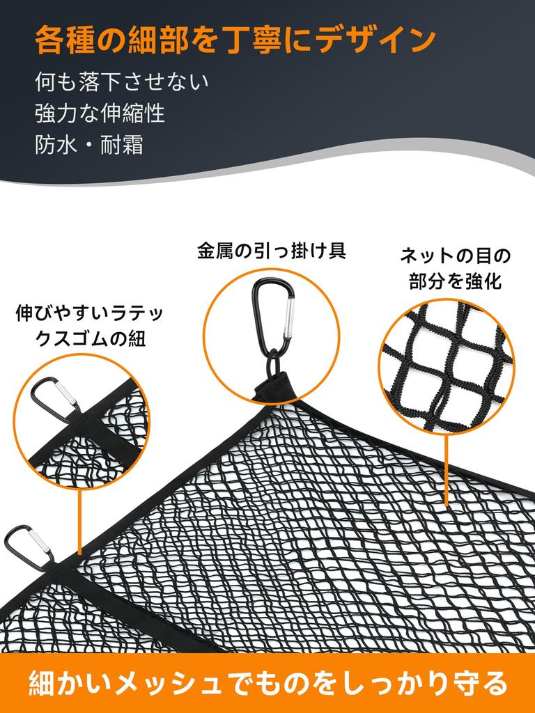SANLIKE Cargo Net, Highly Elastic Truck Bed Cargo Mesh Organizer, Car Luggage Net, Roof Carrier, Touring Net, Hooks Included (Double Layer, 120*120cm)