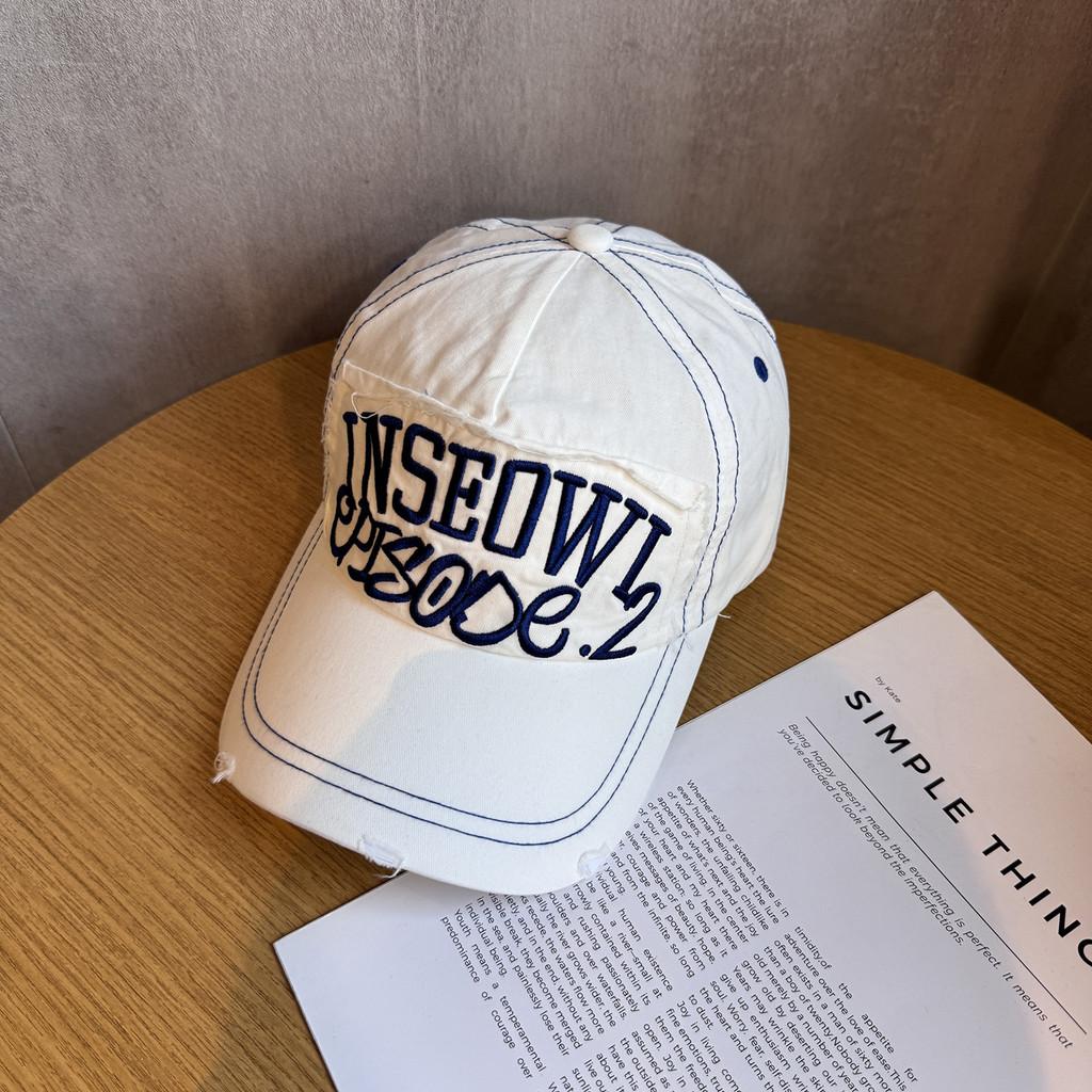 Vintage Inseowi Letter Embroidered Baseball Cap With Curved Brim For Men And Women белый