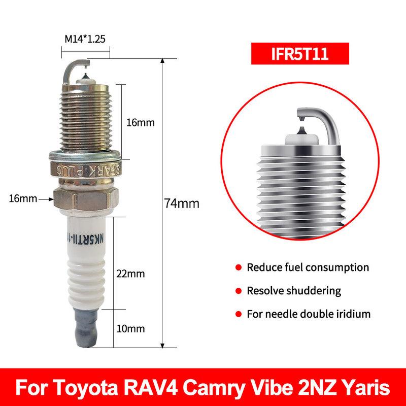 90919-01218 Dual Iridi Spark Upgrade Dual Iridium Spark Plug IFR5T11 /IFR6T11/BKR5EIX-11For Toyota Camry 2.0L / RAV4 / Vios 2.4L
