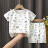 Kids Cotton Short Sleeve 2Pcs Set, Summer Shoulder Snap T-shirt & Shorts for Toddler Boys Girls