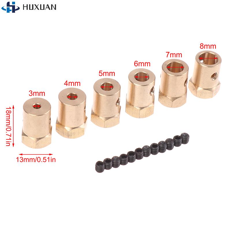 1Pcs 3/4/5/6/7/8MM Wheel Hex Coupling Coupler With Screws Brass Sleeve Adapter Tire Connector For RC Boat Car Spare Parts