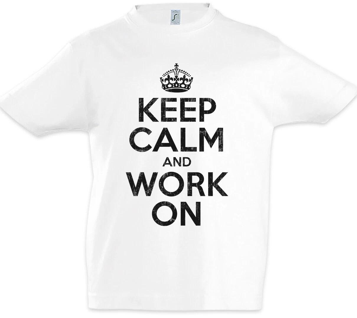 Keep Calm And Work On Kids Boys T-Shirt Fun worker pump gym fitness training 130