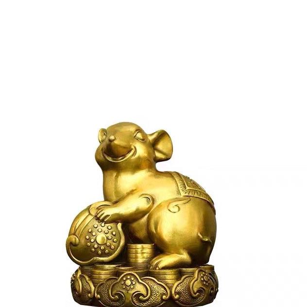 12 Chinese Zodiac Animal Figurines Set Pure Copper Rat, Ox, Tiger, Rabbit, Dragon, Snake, Horse, Goat, Monkey, Rooster, Dog,Pig