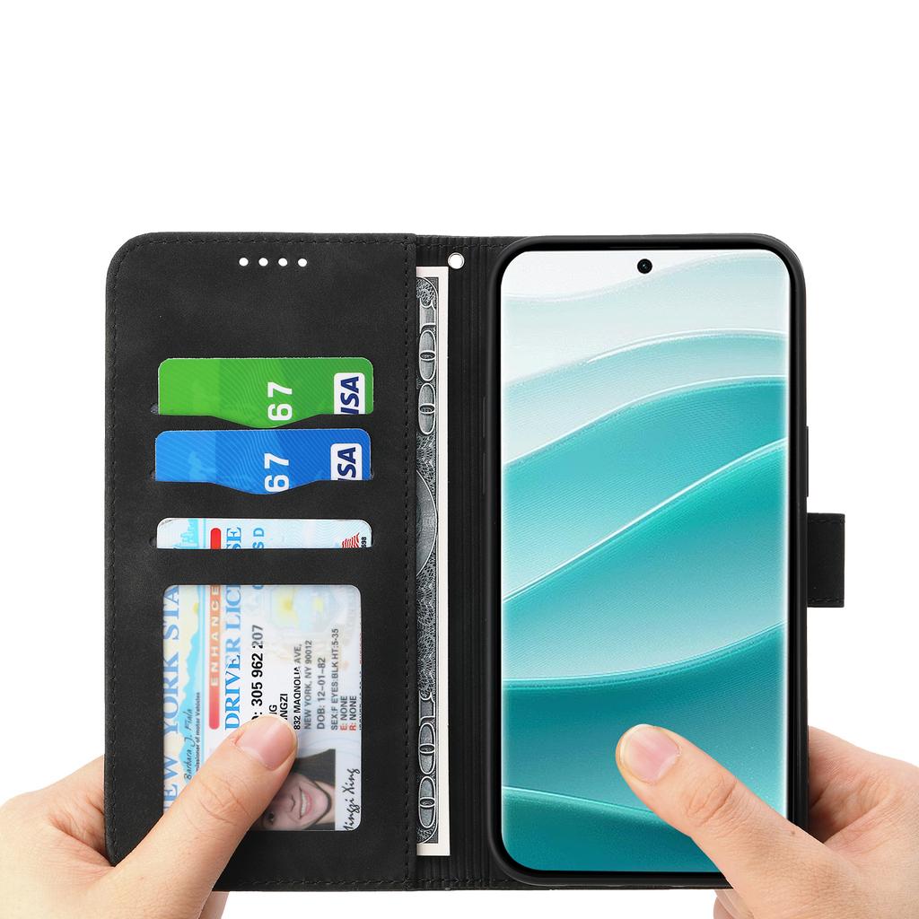 DIERFENG DF-03 For Xiaomi Poco M8 Pro 5G/Redmi Note 15 Pro+ 5G (Global) Case Lines Imprint Wallet Leather Phone Cover with Wrist Strap