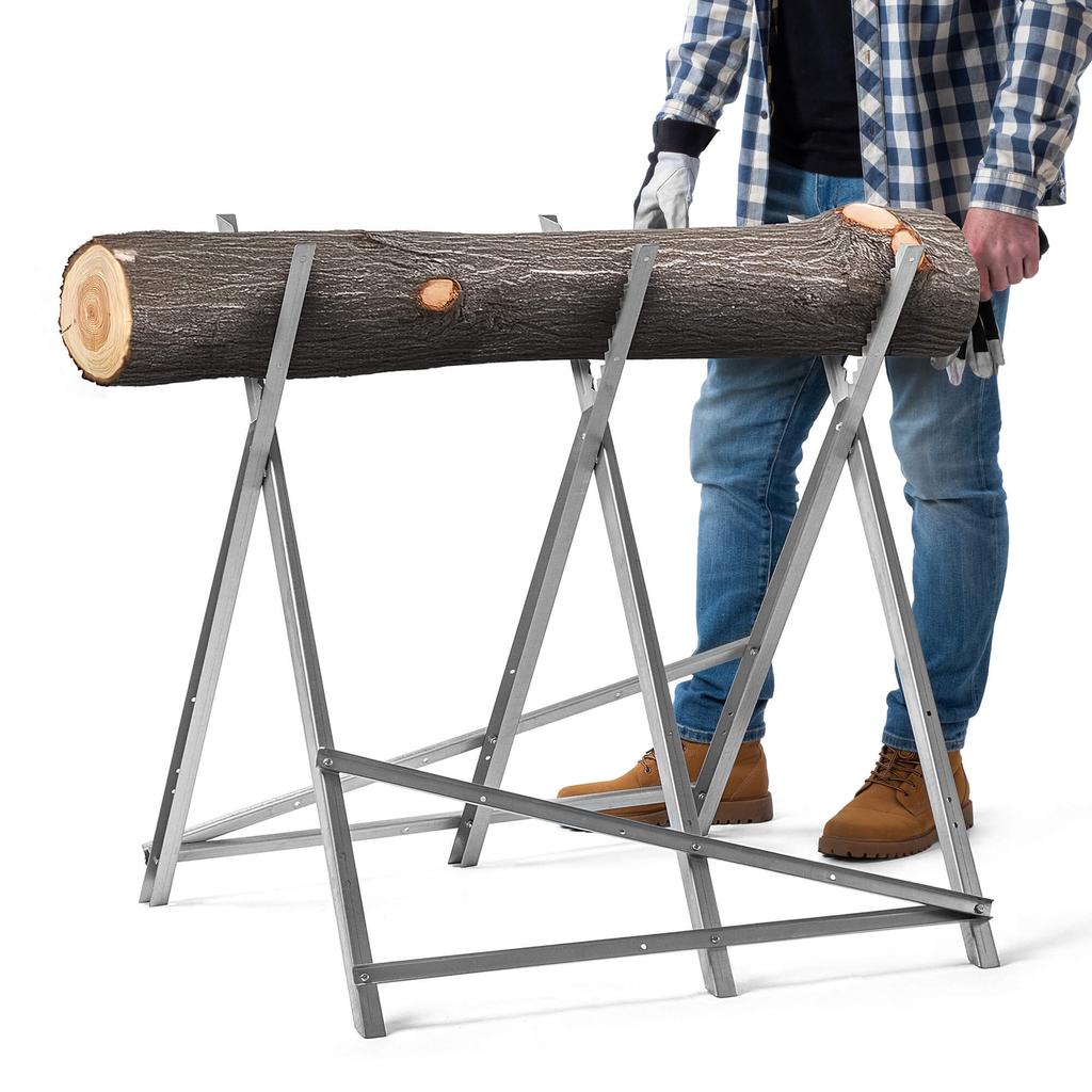 KADAX Folding wooden cutting stand, 82 x 78 cm, steel