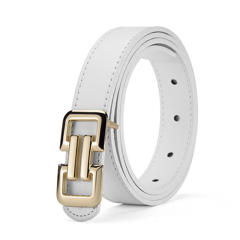 Women's Multicolor Leather Belt with Alloy Buckle - Versatile Thin Waist Belt