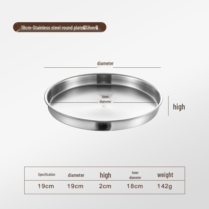 Korean Style Stainless Steel Round Golden Tray for Cold Noodles, Rice, or Steaming – Thickened Flat Bottom Plate
