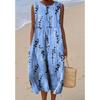 Summer new sleeveless pocket casual printing temperament long dress dress slim dress