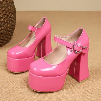 Fashion Women's Fashion Chunky Heels Autumn New Round Head Shallow Mouth Thick Bottom Line with Super High Heel Shoes
