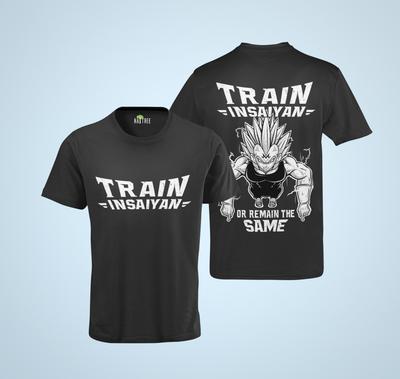 T-shirt de sport fitness pour homme en coton biologique Train Insaiyan ou Reste le même