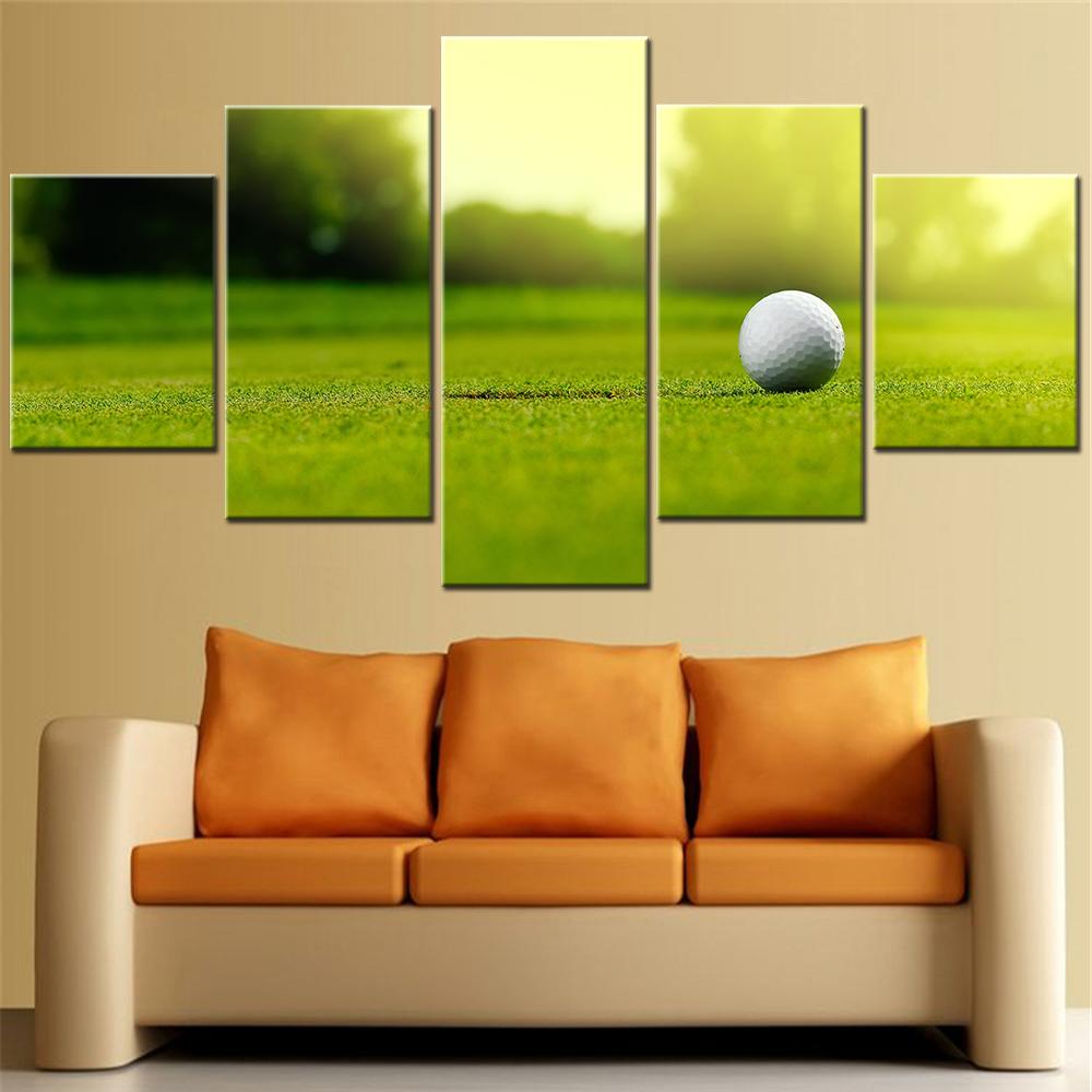 

5 Pieces Golf Landscape Canvas Wall Art Living Room Home Decor Modular Poster Print with Room Decoration 20X35 20X45 20X55CM