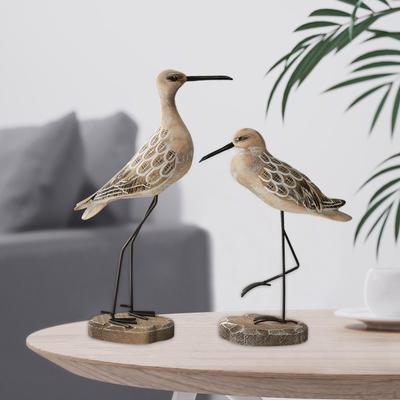 2 kusy Figurka mořského zvířete Rustikální ptačí socha Kreativní realistické dřevěné figurky racka