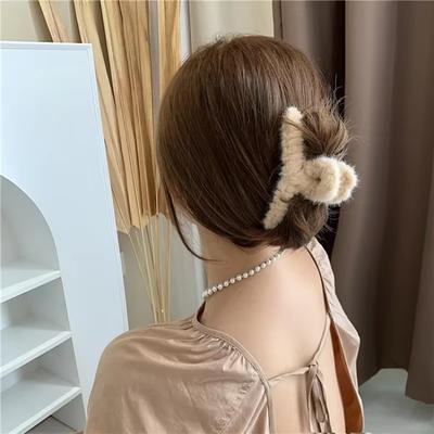 1/3 Stück Herbst/Winter Plüsch Haarspange Damen Herbst/Winter Haarnadel Sanfter Wind Hinterkopf Große Haiklammer Haaraccessoire