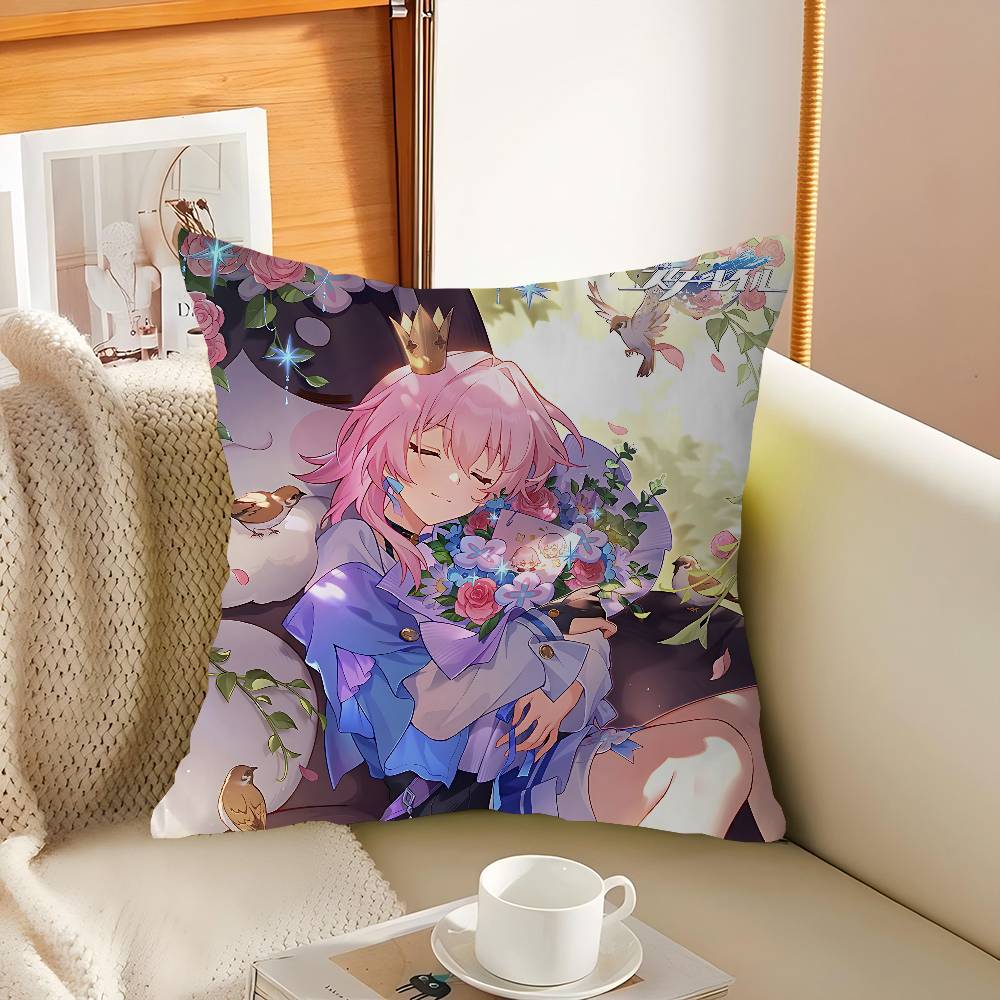 Honkai Star Rail Cartoon Cushion Cover Pillow Cover Decor Pillowcase Printed Cushion Case For Couch