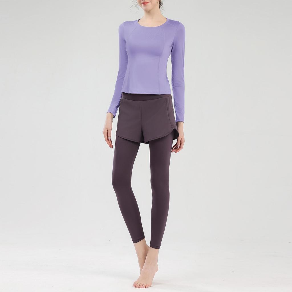 Women's Quick-Dry Yoga Sportswear Set with Long Sleeve Top and Back Pocket for Running