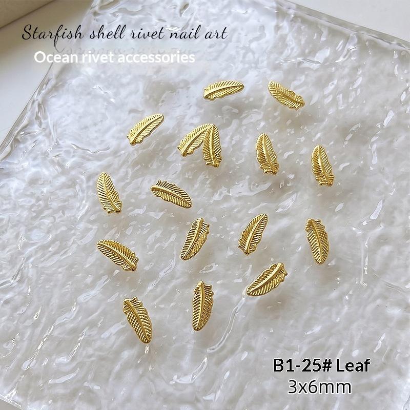 3D Mini Pure Gold Seahorse Shell Nail Charms Creative Copper Slice Conch Star Alloy Nail Art Decorations Diy Y2K Nails Supplies