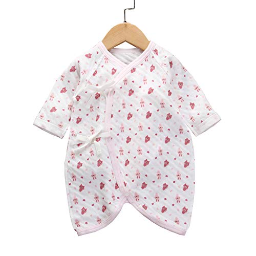 Babykleidung für Neugeborene, Baby-Kombinationsunterwäsche, dicker Langarm-Strampler, Overall, 2er-Set, Mädchen-Schlafanzug, Allover-Muster, Kaninchenmuster, Erdbeere