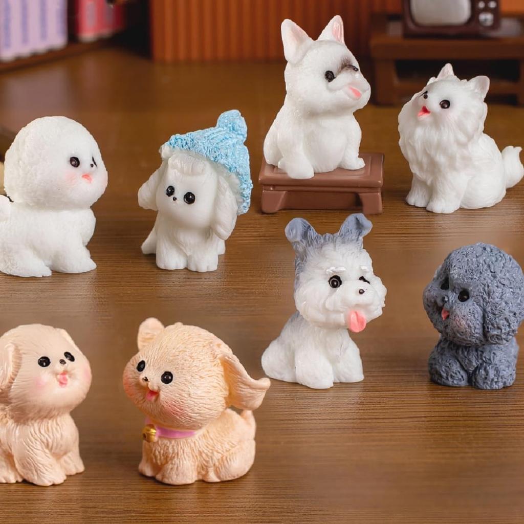 Voyyphixa Miniatur-Hunde-Set Niedliche Kleine Hunde DIY Tischlandschaft Bonsai Verschiedenes Neue Ornamente Figuren, 12, Figuren, Dekoration, Geschenk,