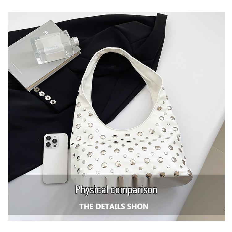 2025 Gothic Rivet Women's Cross-Body Commuter Bag - Large Capacity Bucket Style