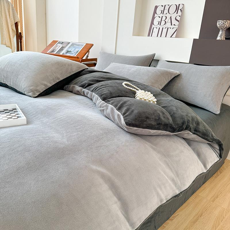 Oboustranná čtyřdílná sada Milk Fleece, zesílené povlečení z korálového fleecu, fleecový termoflanelový povlak na přikrývku