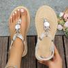 Fashion New Summer Fashion Flat Sandals for Women Silver Metal Decor Clip Toe Gladiator Sandals Woman Lightweight Non Slip Beach Shoes