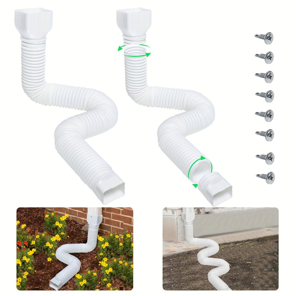 1pc Upgrade Downspout Extender,ABS+PE Folding Telescopic Rainwater Drainage Pipe Connector,Flexible Rain Drain