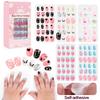 120Pcs Set Cute False Nails Full Cover Nail Tips for Children DIY Nail Art Kids Gift