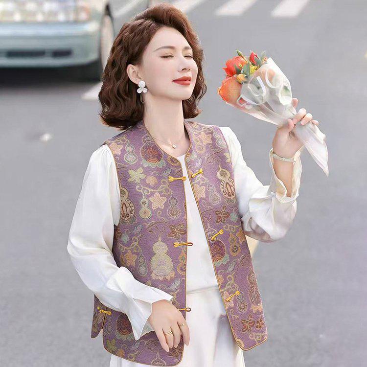 

Elegant Plus Size Chinese Style Women s Vest and Top Set XL (90-105 kg) фиолетовый