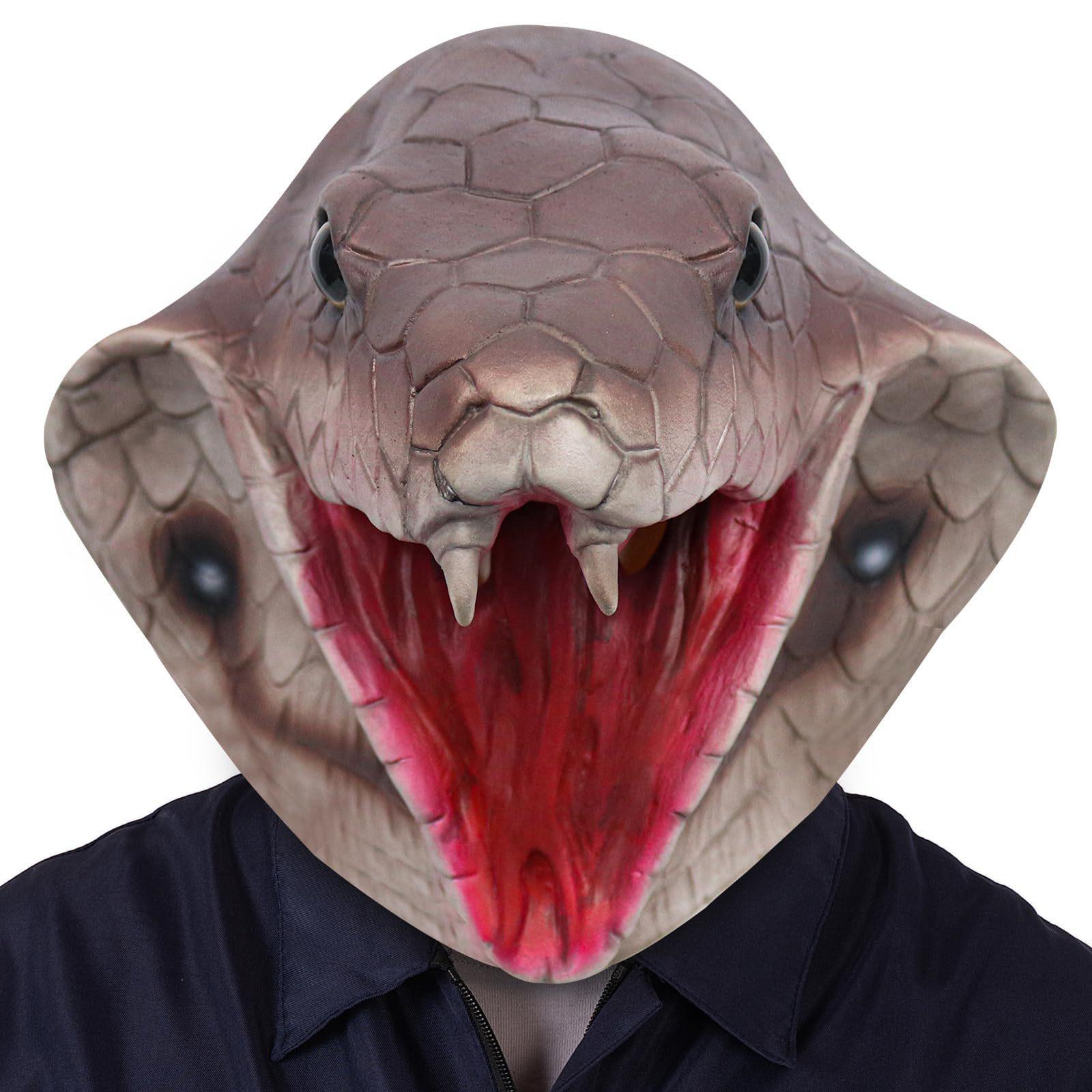 Lizard Mask Halloween Headgear Funny Latex Full-Face Masquerade Party COS Animal props Red Snake