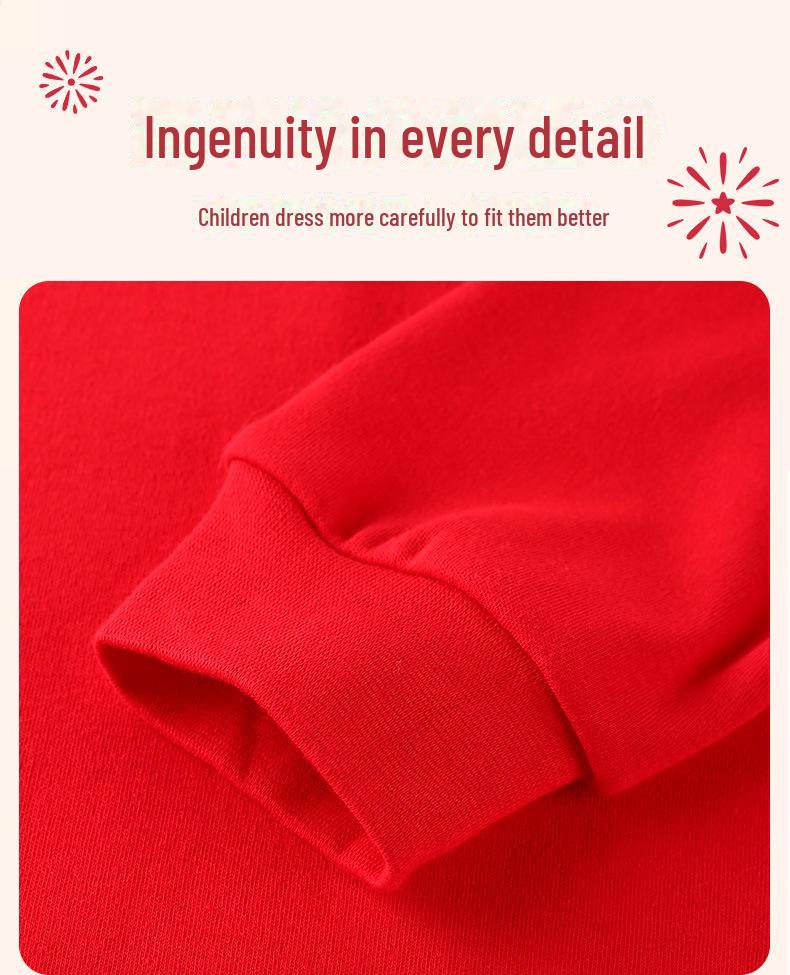 Rok Draka Červená Bavlněná Zvěrokruhová Sada Spodního Prádla pro Děti - Chlapecký a Dívčí Podzimní Svetr a Kalhoty