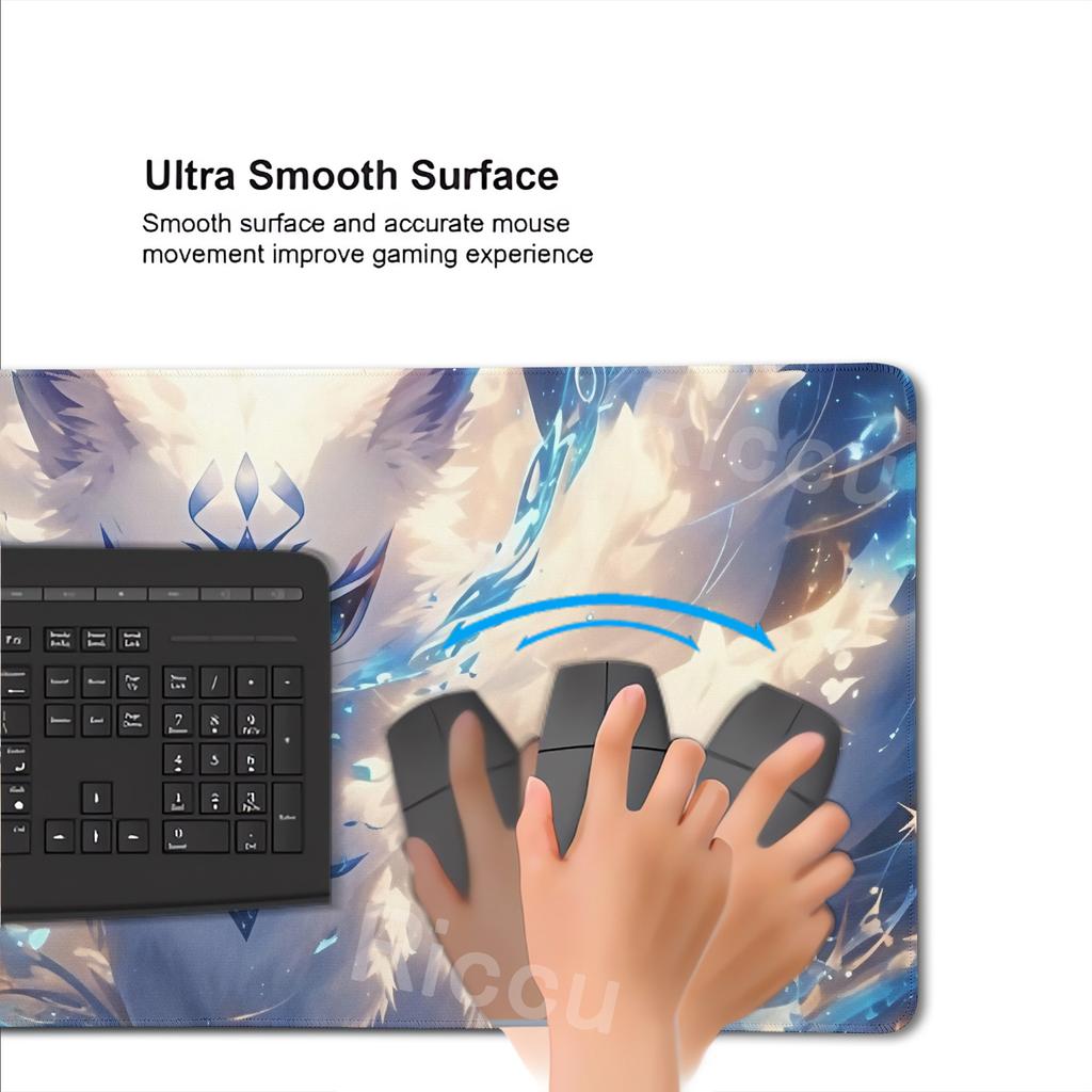 Rosa Fuchs Mauspade Anime Mythischer Stil Mauspade Natürlicher Gummi Gaming Tischunterlage Erweitert Rutschfest Büro Computer Maus Schreibtischunterlage
