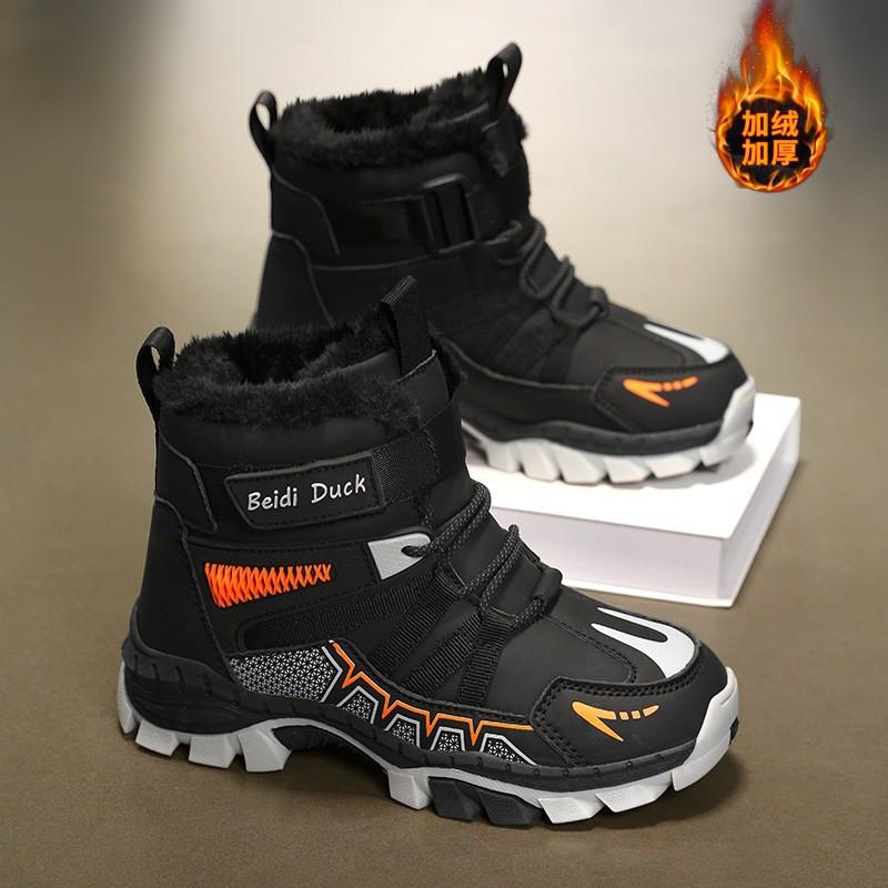 Boys Winter Snow Boots Warm Non-Slip Fleece Lined Outdoor Hiking Shoes Kids