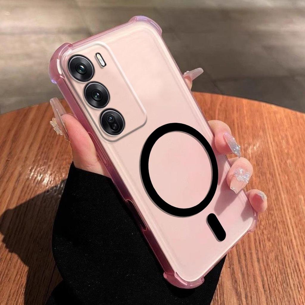 DIY Magnetic Ring Jelly Case for OPPO Reno12 Pro 5G Anti-Drop 4-Corner Airbag Protection