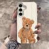 Knitted Bear Warm Pattern Silver Case For Samsung Galaxy S25 FE S24 Ultra S23 Plus S22 A26 A25 A24 A36 A56 A55 A54 A53 A16 Cover