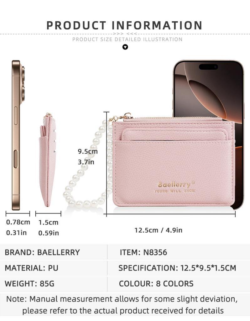 Women's INS Style Pearl Zipper Card Holder & Coin Purse