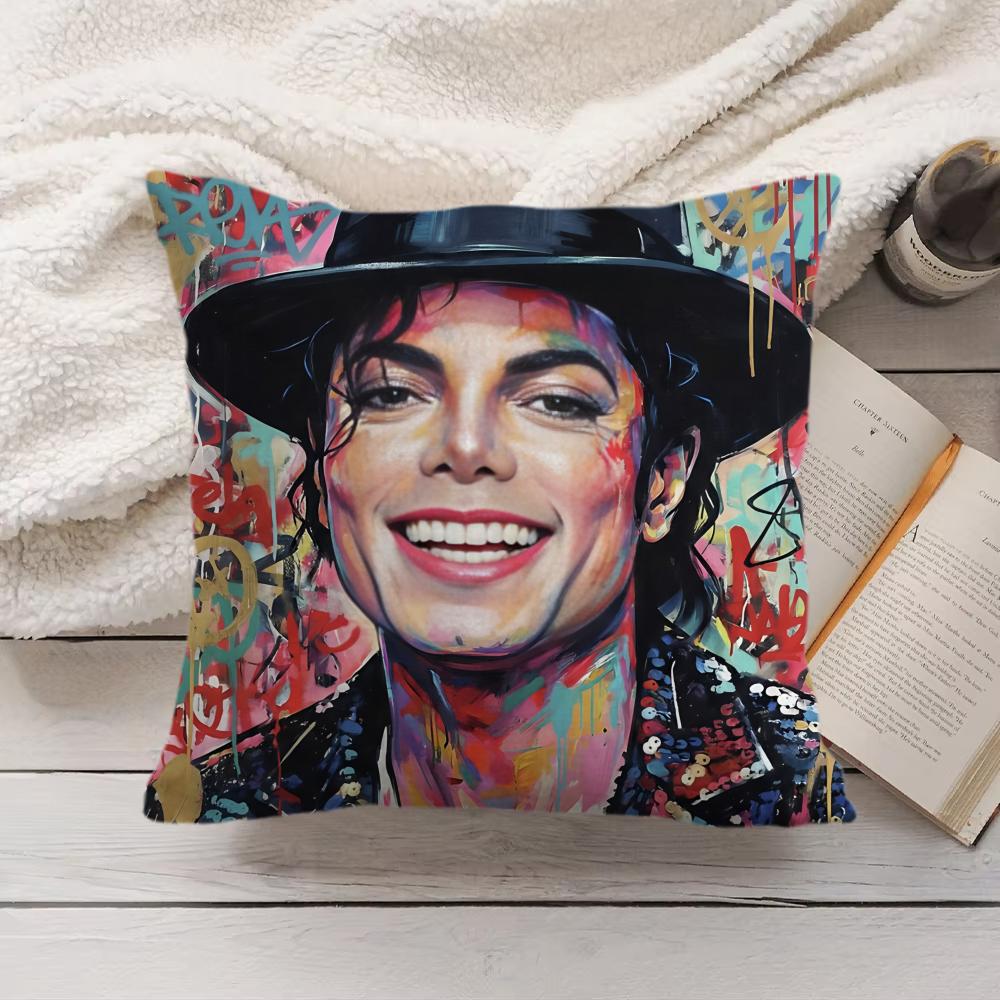 Michael JJackson cool Cushion Cover Silky Short Plush Invisible Zipper Dustproof Sofa Pillow Case for Home Decor