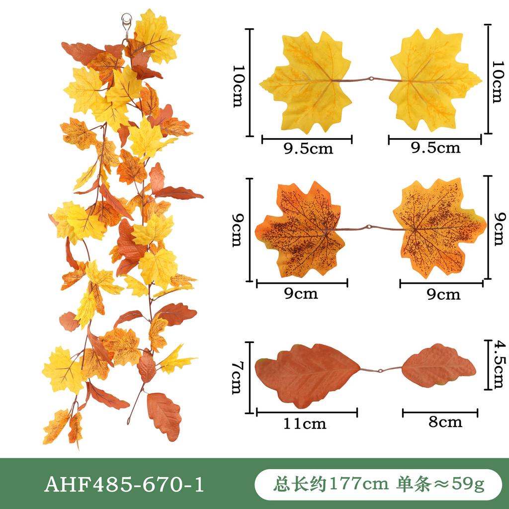 Fancyfamily 1PC Thanksgiving Simulation Maple Leaf Vine Wall Hanging Festival Home Decoration