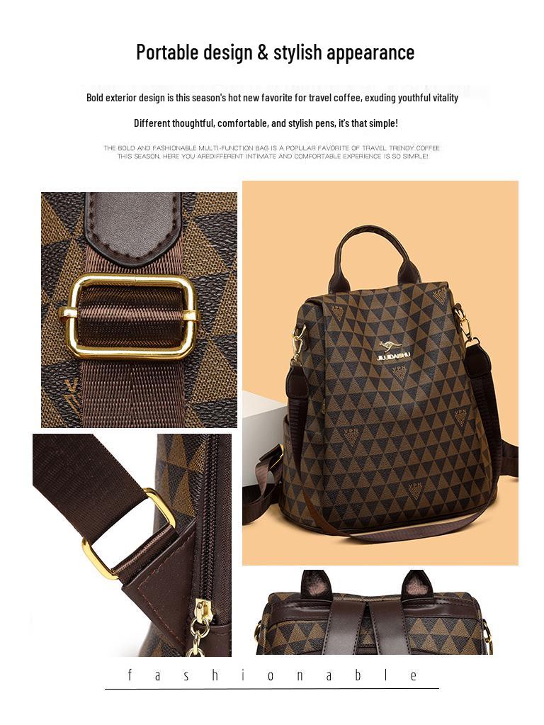 Versatile Floral Retro Backpack-Handbag: Multifunctional, Portable, Single/Double Shoulder, Large Capacity, Casual & Fashionable.